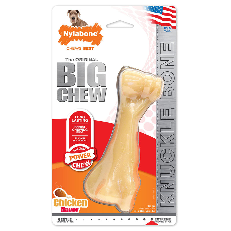 Nylabone Extreme Tough Dog Chew Toy Monster Chicken Thigh, Cleans Teeth, Chicken Flavour, XXL, for Dogs Over 23 kg Light Brown - PawsPlanet Australia