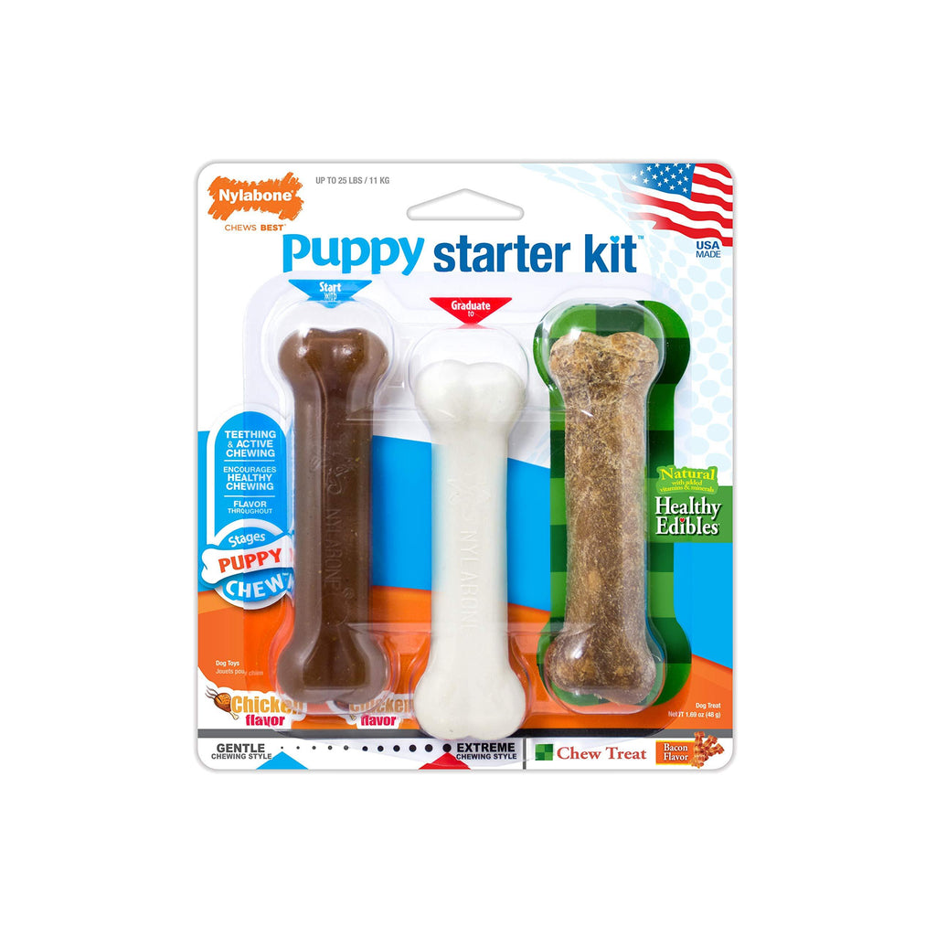 Nylabone Puppy Teething Chew Toys for Dogs Puppy Starter Kit - PawsPlanet Australia