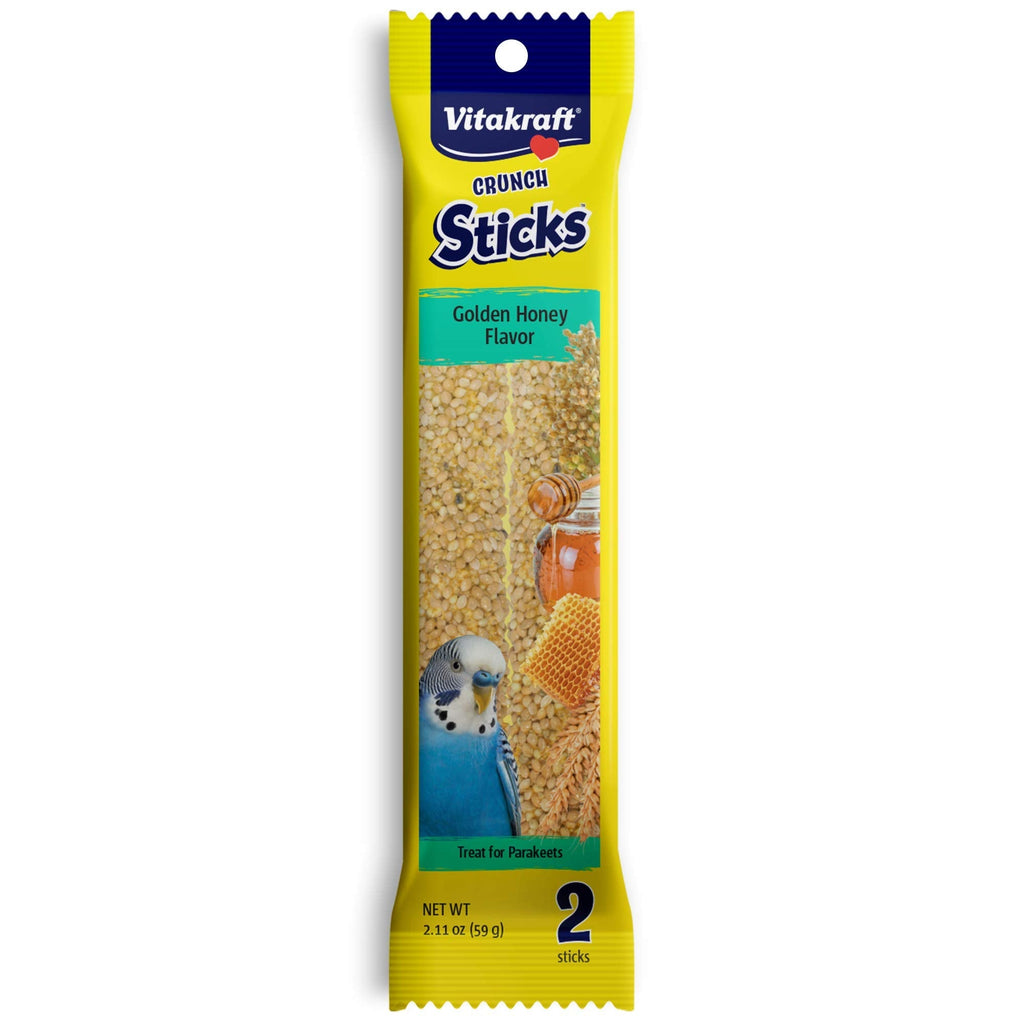 Vitakraft Parakeet Whole Grains & Honey Treat Sticks 2 Count, 2.11 Ounce Golden Honey - PawsPlanet Australia