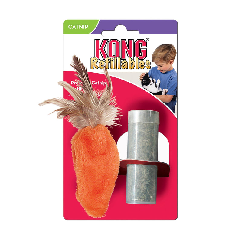 KONG Refillable Catnip Feather Top Carrot Cat Toy - PawsPlanet Australia