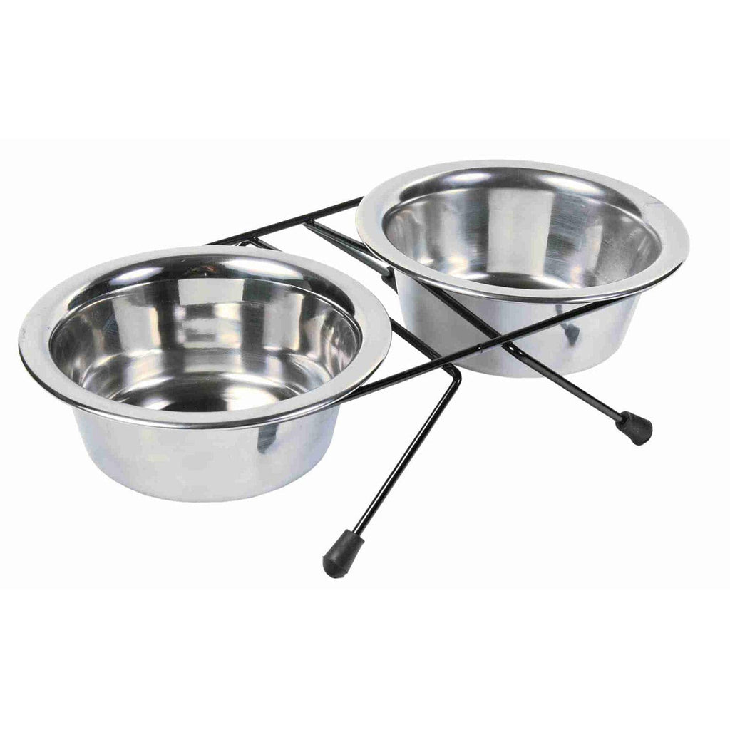 Trixie Eat on Feet Two Stainless Steel Bowl Set for Dog, 0.45 Litre - PawsPlanet Australia