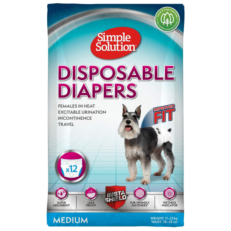 Simple Solution Disposable Dog Diapers for Female Dogs | Super Absorbent Leak-Proof Fit | Wetness Indicator Medium - PawsPlanet Australia