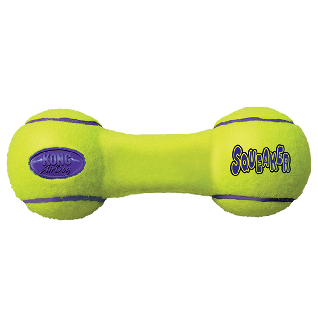 KONG - Airdog Squeaker Dumbbell - Squeaky Bounce and Fetch Toy, Tennis Ball Material - Large - PawsPlanet Australia
