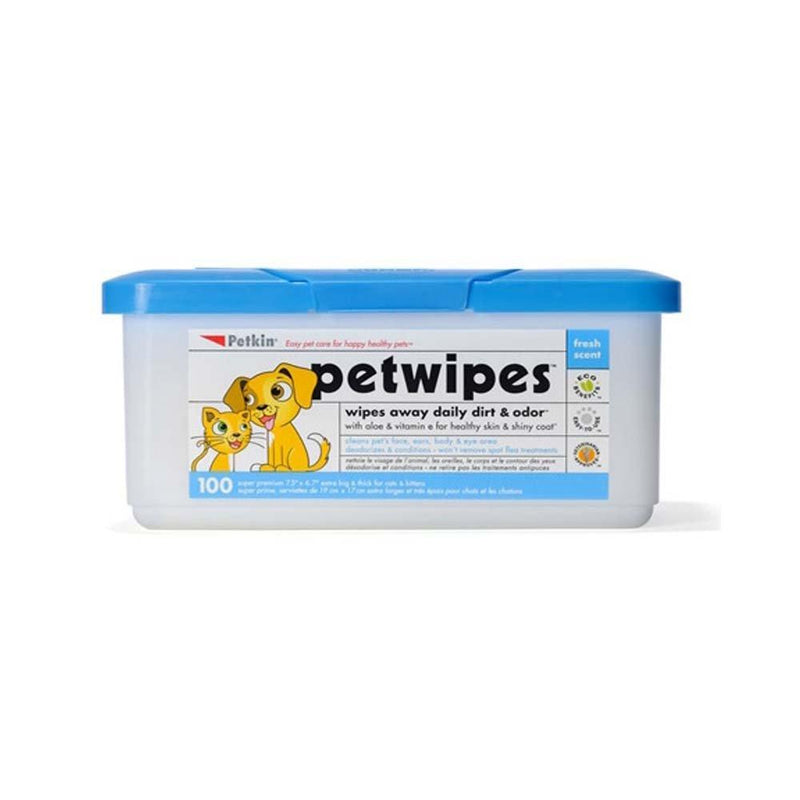 Petkin Dirt and Odour Wipes - 17 x 19cm - Pack of 100 1 White - PawsPlanet Australia