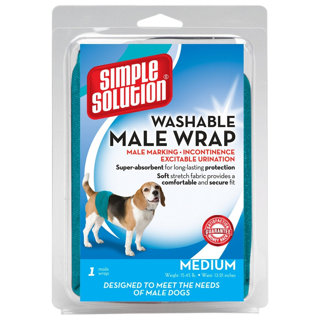 Simple Solution Washable Male Dog Diapers | Absorbent Male Wraps with Leak Proof Fit | Excitable Urination, Incontinence, or Male Marking | 1 Re-usable Dog Diaper Per Pack Medium - PawsPlanet Australia