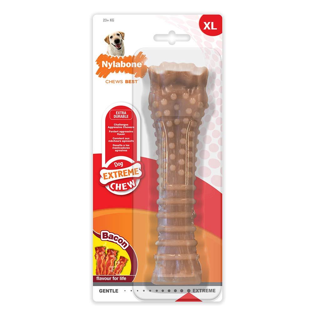 Nylabone Dura Chew Extreme Tough Dog Chew Toy Bone, Bacon Flavour, XL, for Dogs over 23 kg - PawsPlanet Australia