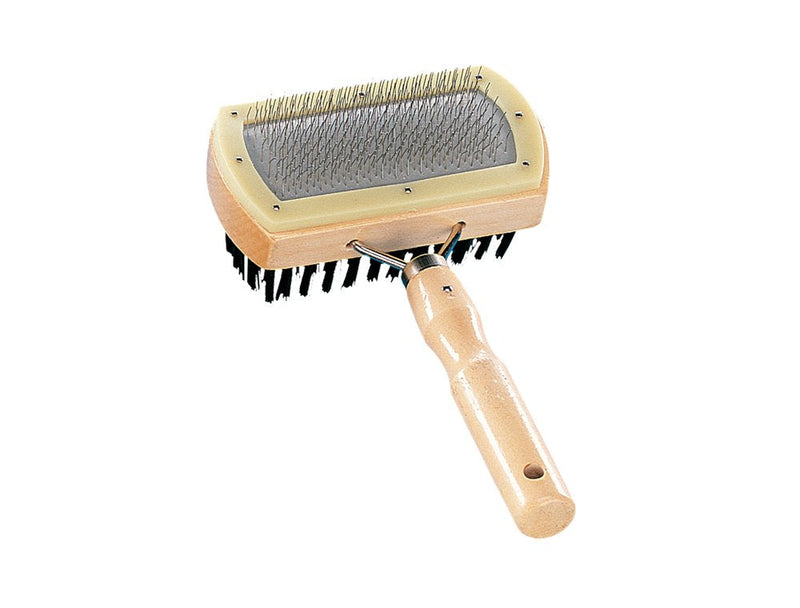 Nobby Nature Line Poodle Brush with Wooden Handle 25.2 x 15.6 x 6.2 cm - PawsPlanet Australia