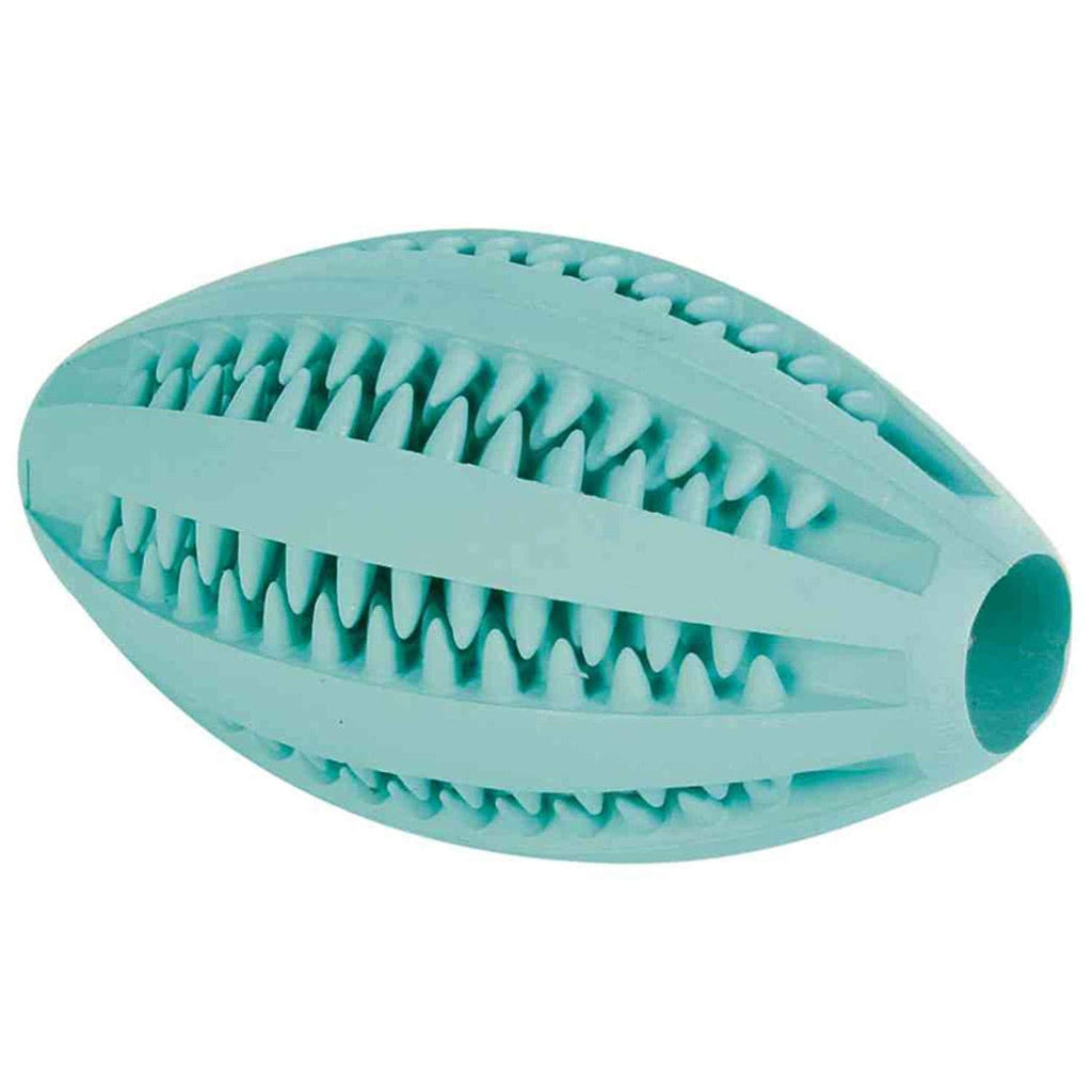 Trixie 3290 Denta Fun Rugby Ball Mint Fresh Natural Rubber 11 cm - PawsPlanet Australia