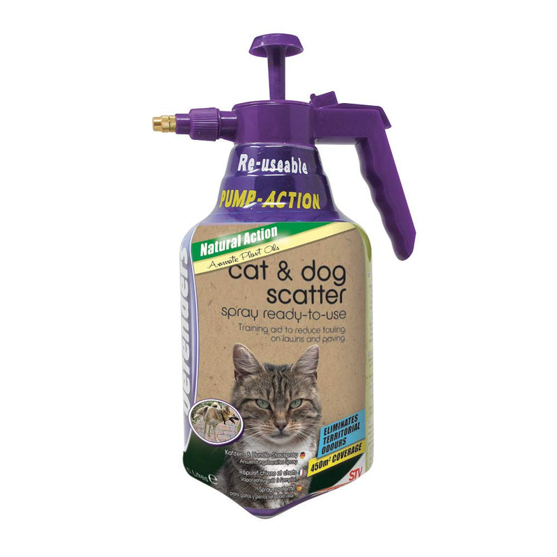 Defenders STV624 Cat & Dog Scatter Spray 1.5 Litre, Garden Cat Repeller, Pump Action Pressure Sprayer, Blue - PawsPlanet Australia