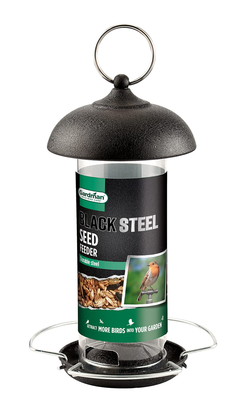 Gardman Black Steel Wild Bird Seed Feeder - 21cm x 10cm x 10cm 1 - PawsPlanet Australia