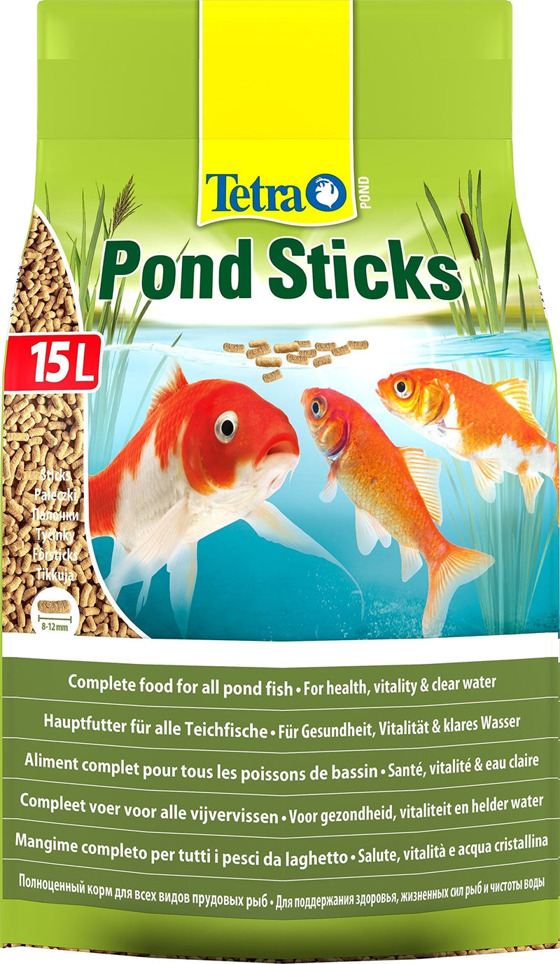 Tetra Pond Sticks, Complete Food for All Pond Fish for Health, Vitality and Clear Water, 15 Litre - PawsPlanet Australia