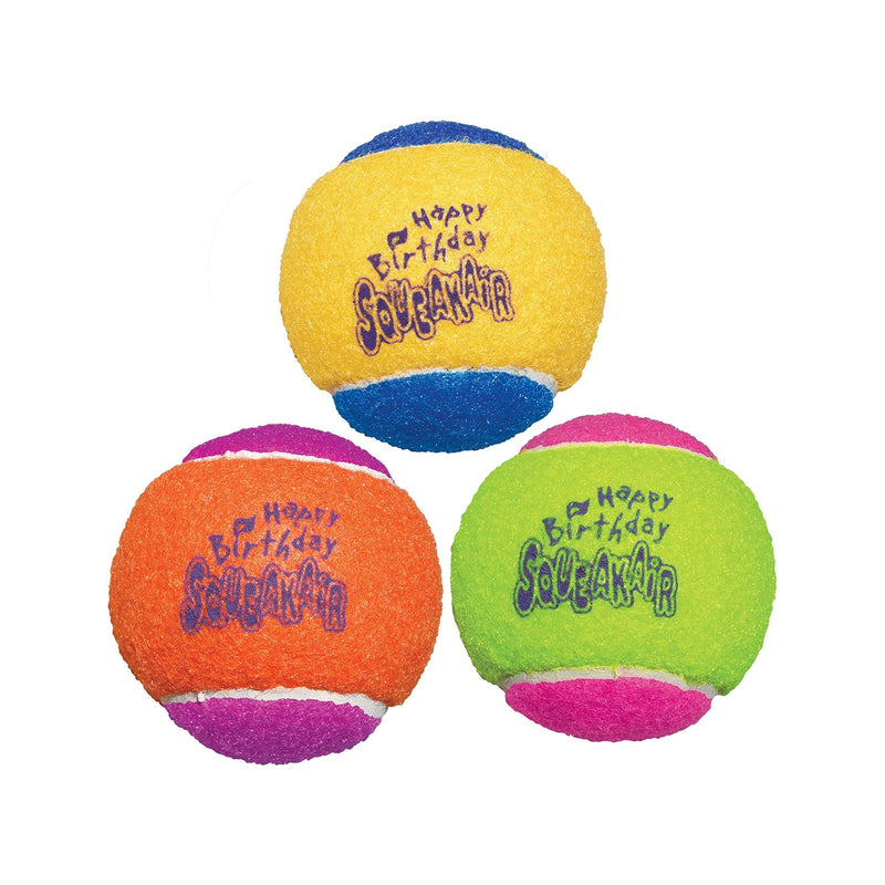 KONG Birthday Air Squeakair Balls, Medium, Pack of 3 M - PawsPlanet Australia