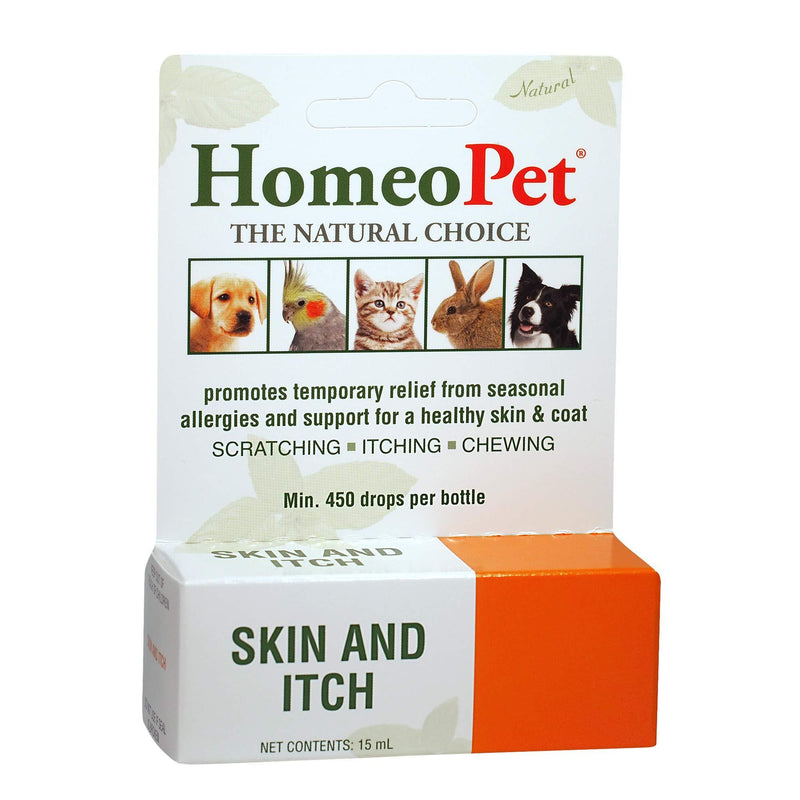 HomeoPet Skin and Itch - 100% Natural Pet Medicine. For healthy skin & coat, seasonal and year-round allergies. For pets of all ages. 15ml/up to 90 doses per bottle 1 15 ml - PawsPlanet Australia