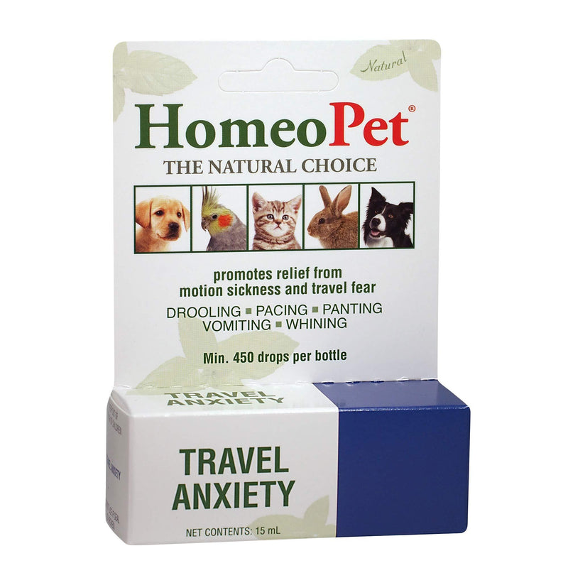 HomeoPet TRAVEL ANXIETY - 100% Natural Pet Medicine. Fear of travel and visually induced motion sickness for dogs cats rabbits birds. For pets of all ages. 15ml/up to 90 doses per bottle 1 15 ml - PawsPlanet Australia