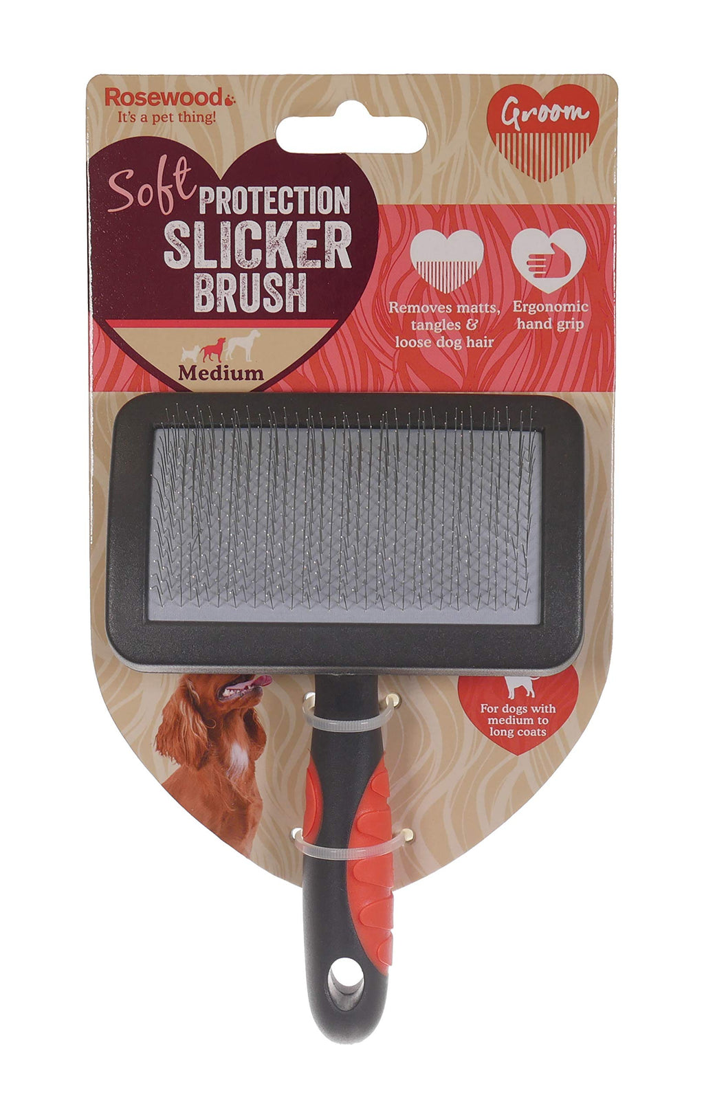 Rosewood Salon Soft Protection Grooming Slicker Dog Brush, Medium 1 Count (Pack of 1) Single - PawsPlanet Australia