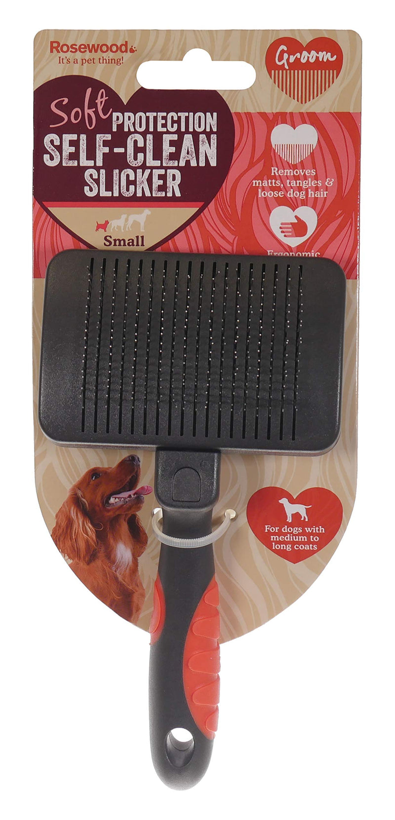 Rosewood Soft Protection Salon Grooming Self Cleaning Brush Small - PawsPlanet Australia