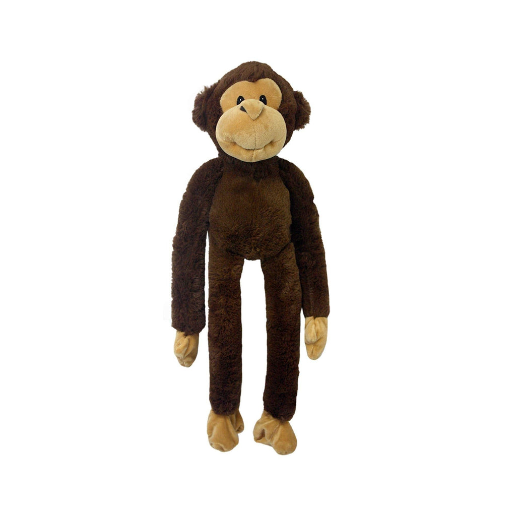 Multipet Swingin Safari Monkey 22-Inch Large Plush Dog Toy with Extra Long Arms and Legs with Squeakers brown - PawsPlanet Australia