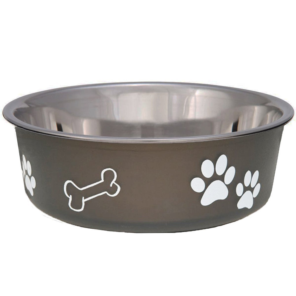 Loving Pets Stainless Steel Bella Dog Bowl Non-Slip Dishwasher Safe & Bacteria Resistant Metallic Pet Dish - Espresso - Medium (796 ml) - PawsPlanet Australia