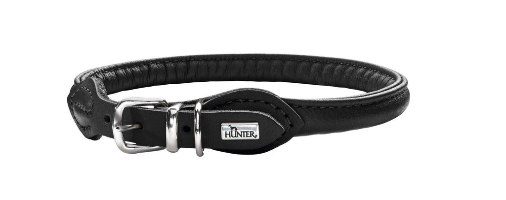 HUNTER Round and Soft Nickel-Plated Collar, 40/8, 33 x 37 cm, Small, Nappa Black Brown S (1 Count) - PawsPlanet Australia