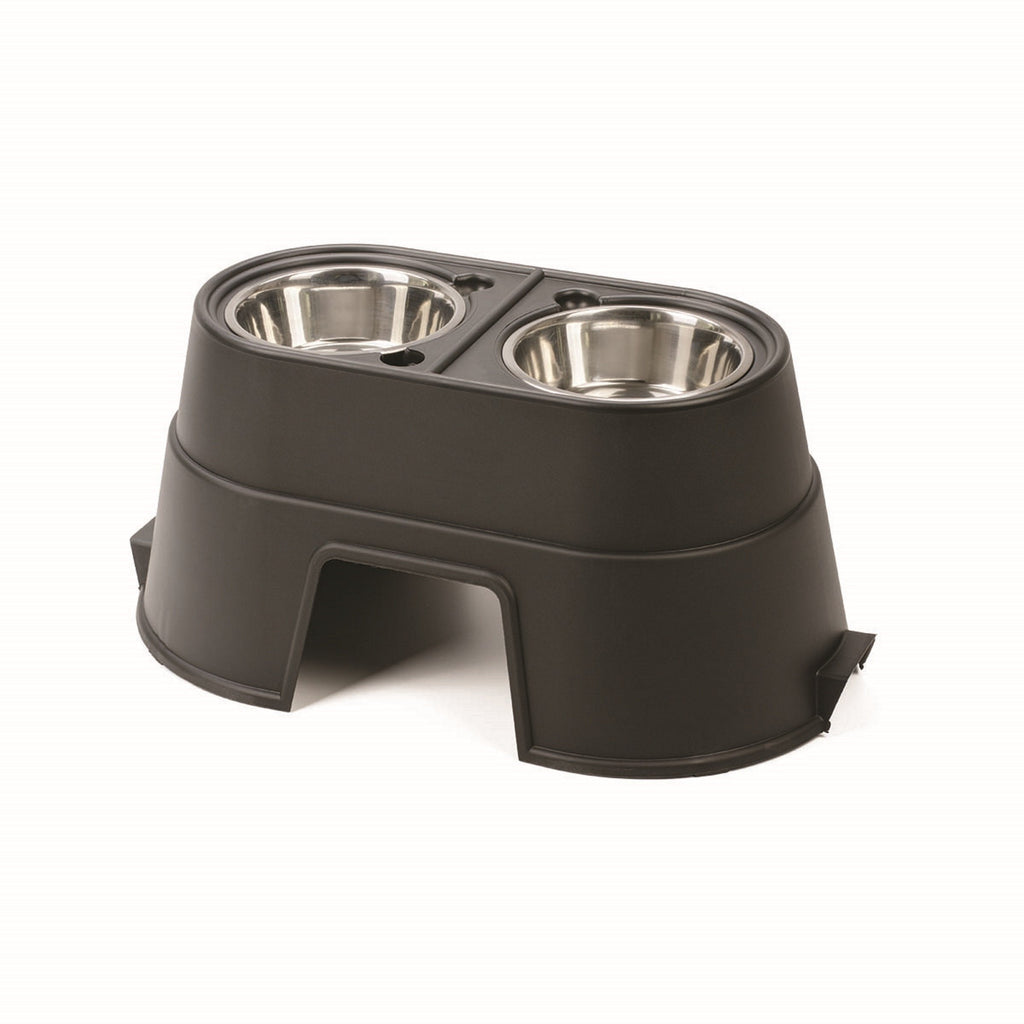 Our Pets Comfort Feeder Healthy Pet Diner Raised Dog Bowls Elevated Feeder Double Stainless Steel Bowls with Stand Black 12-Inch - PawsPlanet Australia