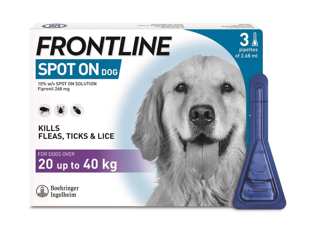 FRONTLINE Spot On Flea & Tick Treatment for Large Dogs (20-40 kg) - 3 Pipettes - PawsPlanet Australia