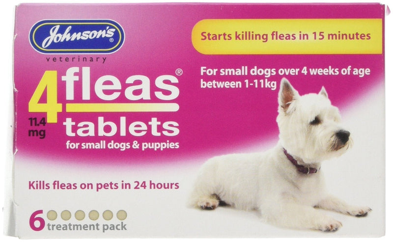 Johnsons Veterinary Products 4Fleas Tablets for Puppies and Small Dogs Treatment Pack, Pack of 6 Puppy 6 Treatment 1x6 - PawsPlanet Australia