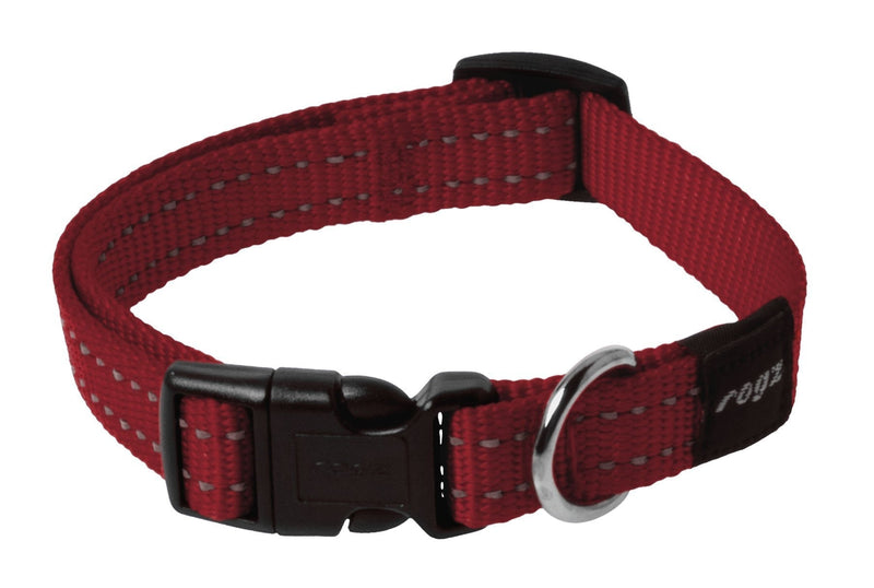 [Australia] - Rogz Utility Medium 5/8-Inch Reflective Stitching Snake Dog Collar Red 