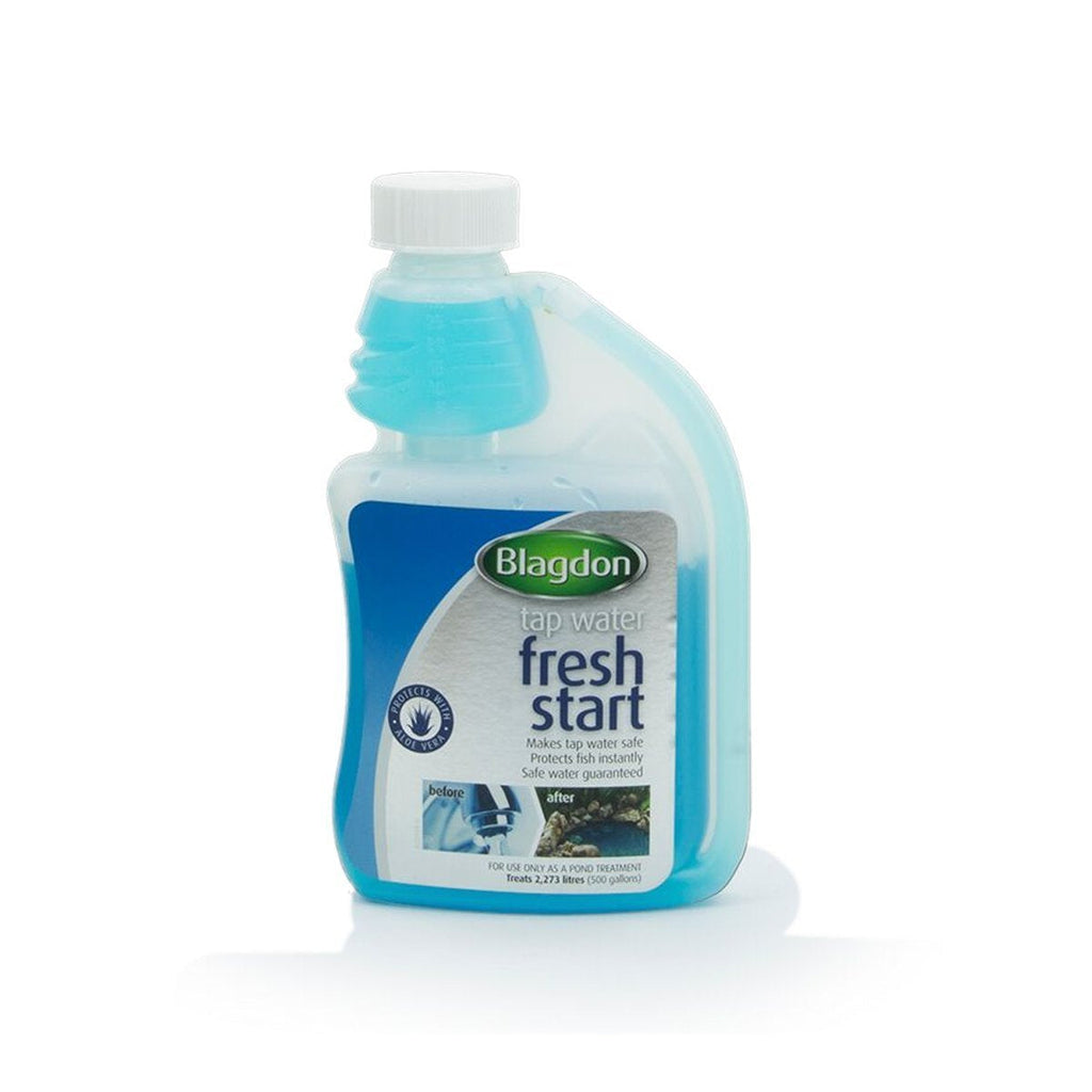 Blagdon Pond Fresh Start, Removes Chlorine, Makes Tap Water Safe for Pond Fish, 250ml, Treats 2,273 Litres of Water 250 ml - PawsPlanet Australia