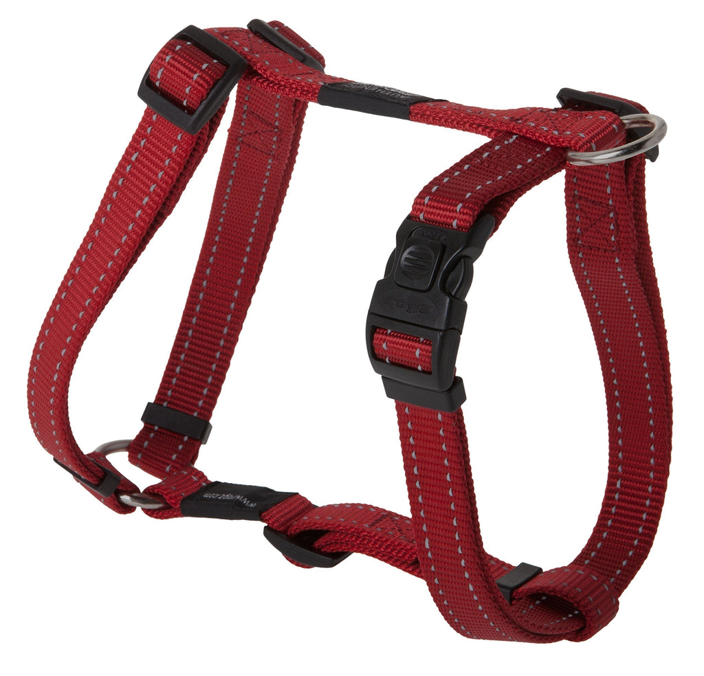 Reflective Adjustable Dog H Harness for Extra Large Dogs; matching collar and leash available, Red - PawsPlanet Australia