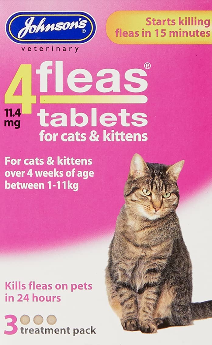 Johnsons Veterinary Products 4Fleas Tablets for Cats and Kittens, Pack of 3 - PawsPlanet Australia