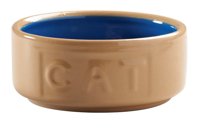 Mason Cash Lettered Cat Bowl,5 inch, Cane & Blue - PawsPlanet Australia