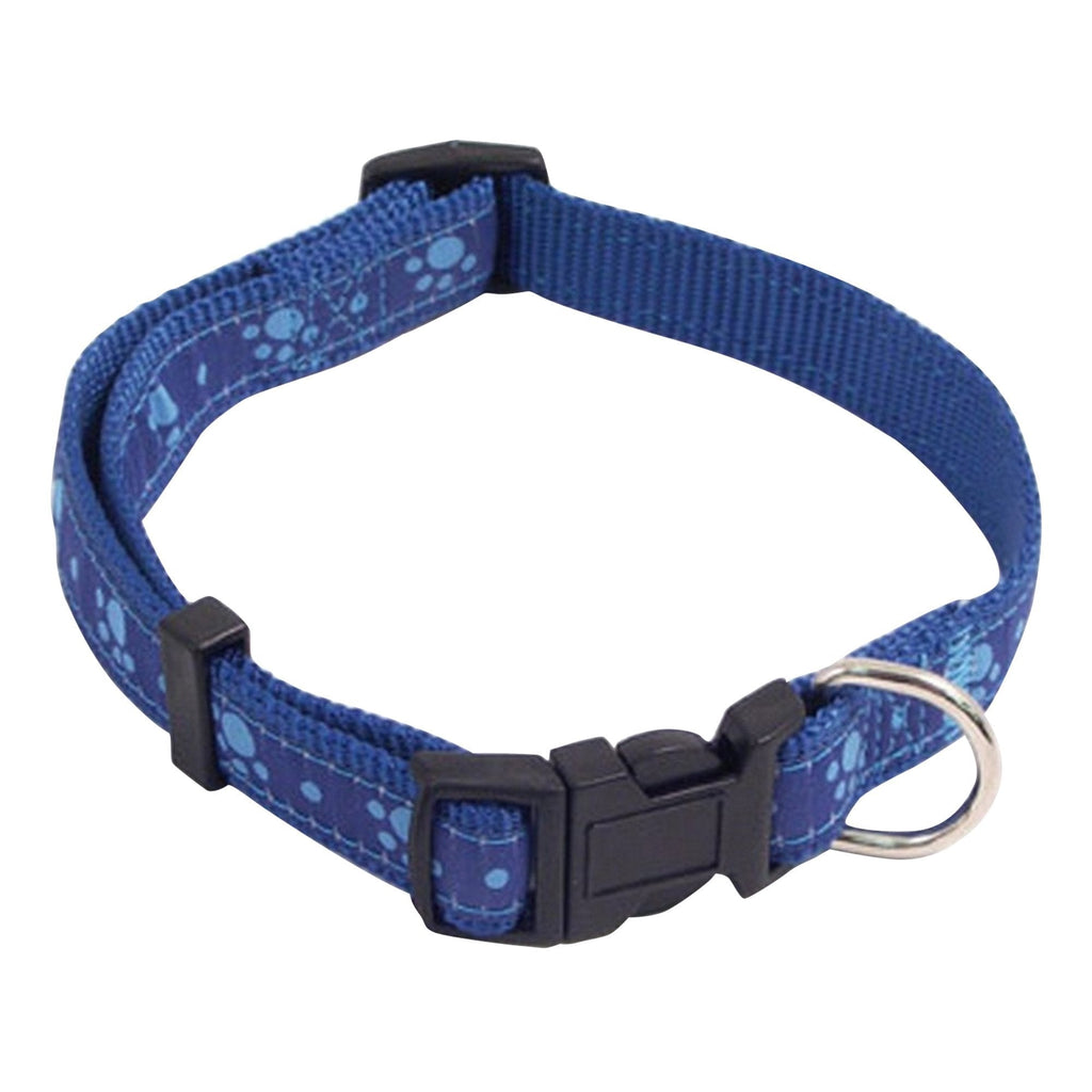 Rosewood Wag-n-Walk Adjustable Collar, 1-inch/ 2-inch, Blue Paw - PawsPlanet Australia