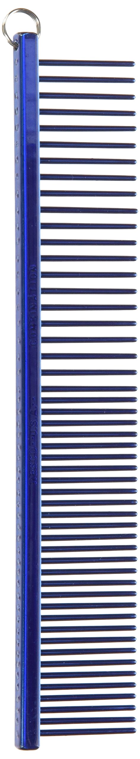 Resco US-Made Combination Comb for Dogs and Cats, Blue 1" Teeth/Medium-Coarse Spacing Candy Blue - PawsPlanet Australia