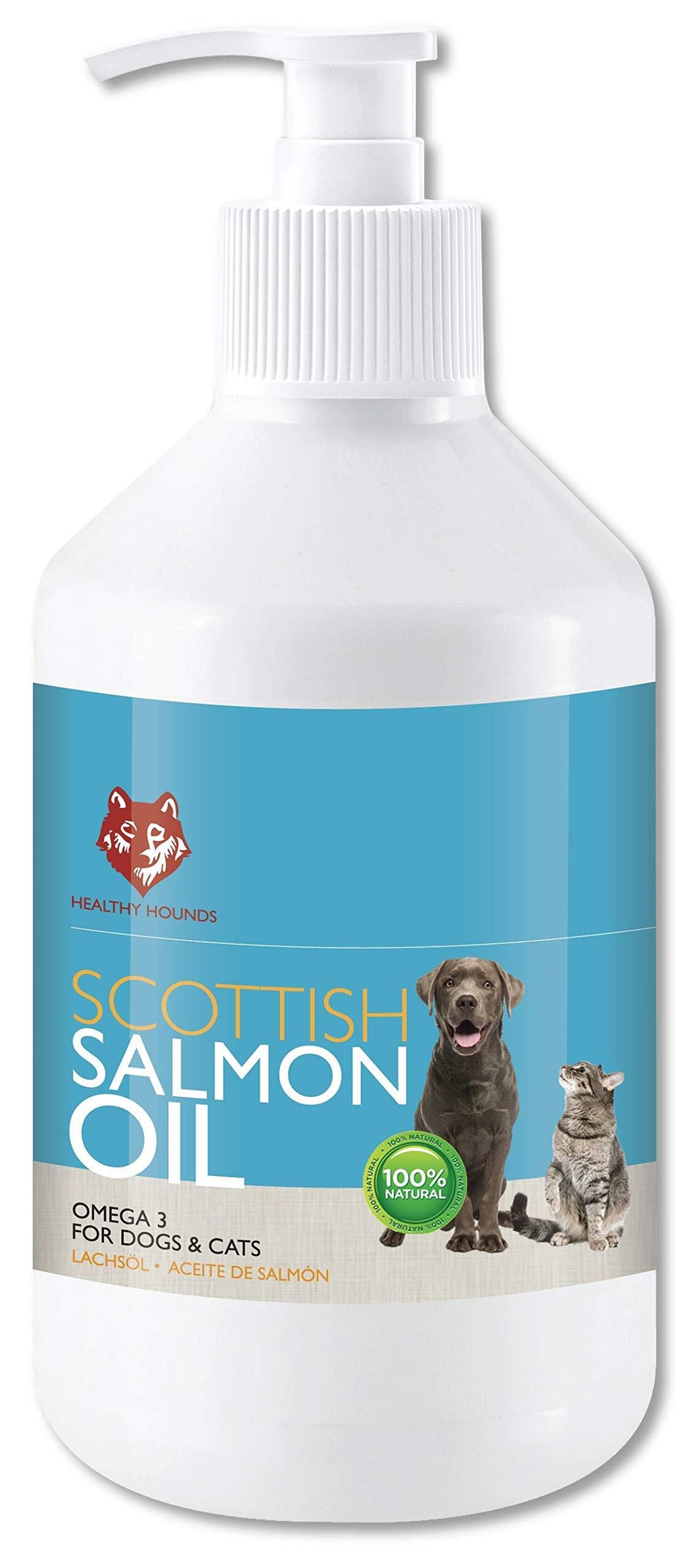 Healthy Hounds PUREST SCOTTISH SALMON OIL for Dogs, Cats, Horses, Pets 500ml | 100% Pure Natural Food Grade Fish Oil Supplement | Omega 3 for Skin, Coat, Itchy Dog, Hip Joint, Heart, Brain Health | UK 500 ml - PawsPlanet Australia