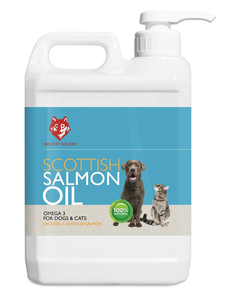 Healthy Hounds Scottish Salmon Oil for Dogs, Cats, Horses, Ferrets & Pets 2500 ml | 100% Pure Premium Food Grade Natural Omega 3, 6 & 9 Supplement | Promotes Coat, Skin, Joint & Brain Health - PawsPlanet Australia