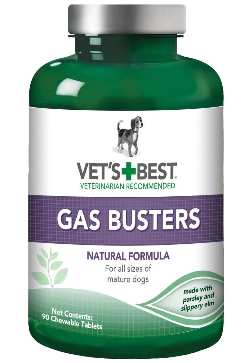 Vet's Best Gas Busters Dog Supplements for Gas, Bloating, Constipation Relief and Digestion Aid for Dogs (90 Tablets) - PawsPlanet Australia