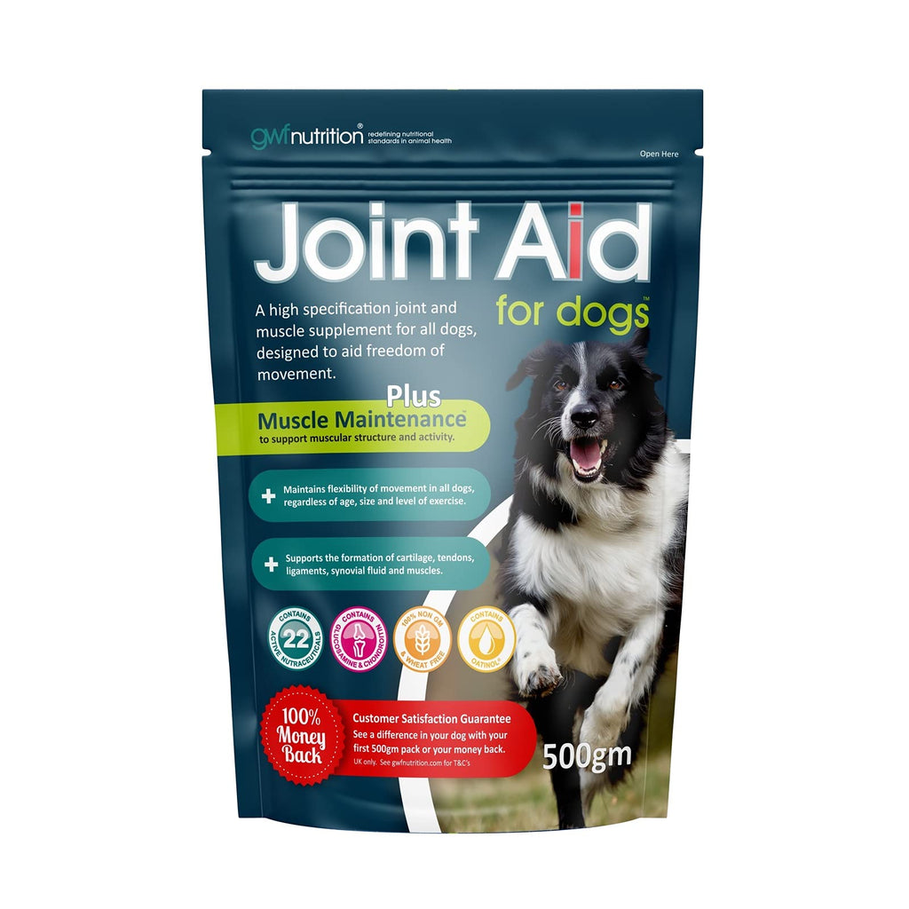 GWF Nutrition Joint Aid for Dogs Hip & Joint Supplement for Dogs to Support Active and Ageing Joints and Muscles All Ages and Breeds 500 g Pouch 500 g (Pack of 1) - PawsPlanet Australia