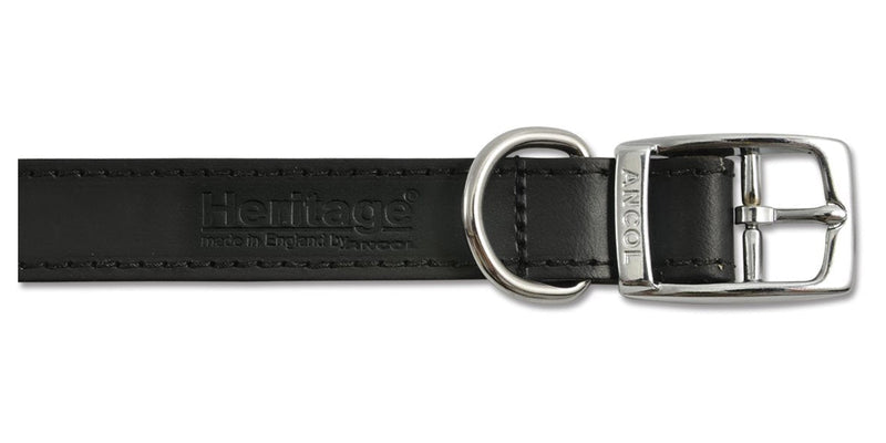 Ancol Heritage Leather Collar Black 55-63cm Size 8 65 cm - PawsPlanet Australia