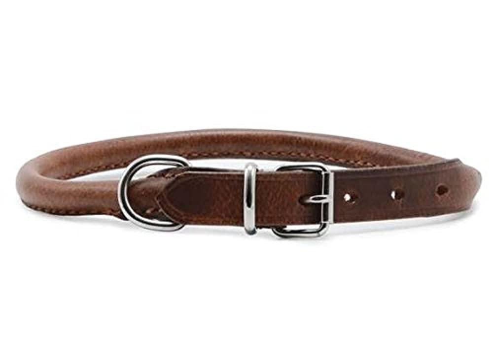 Heritage Leather Round Sewn Collar Chestnut 65cm/26" Sz 8 - PawsPlanet Australia