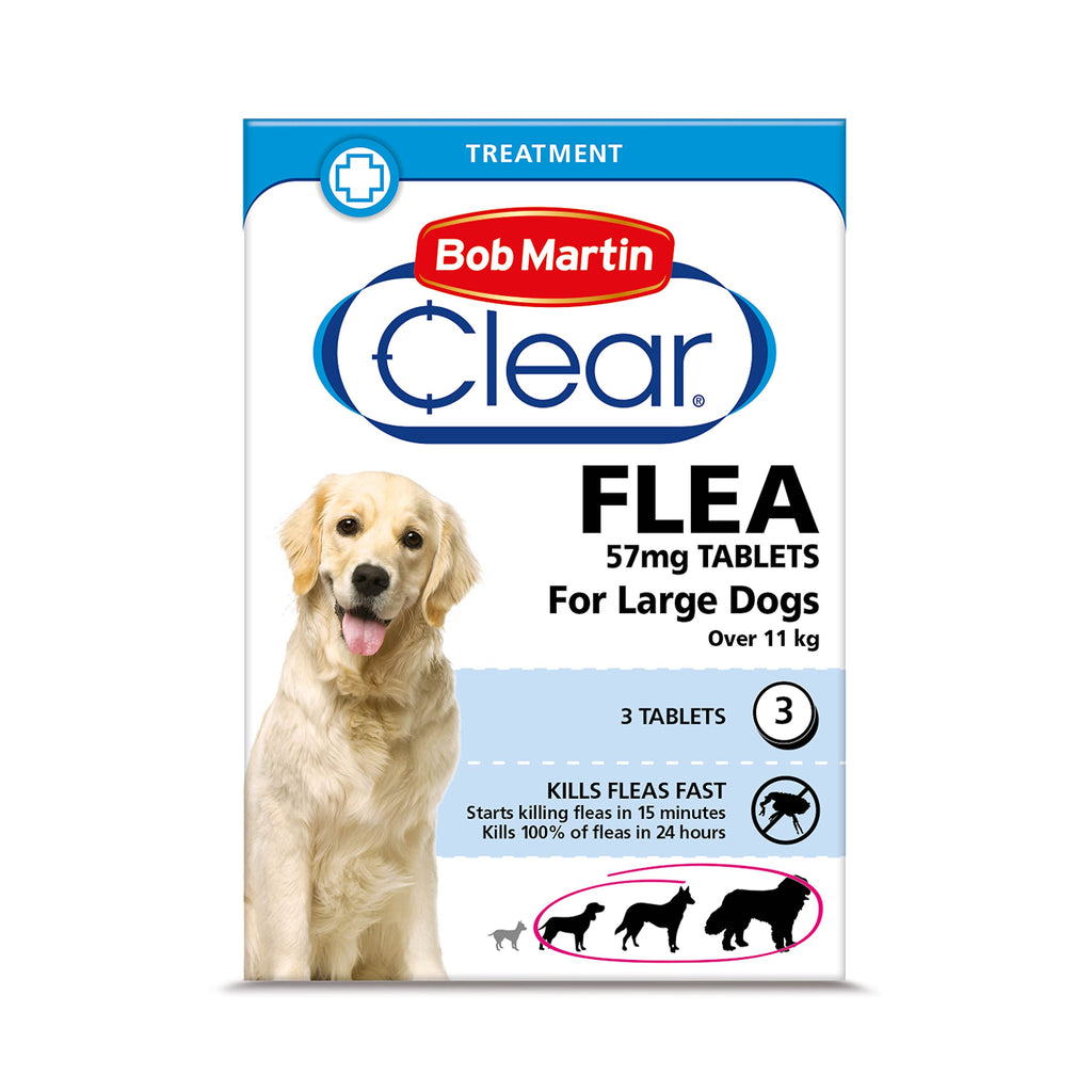 Bob Martin Clear | Flea Tablets for Large Dogs (11kg+) | Effective Treatment, Kills 100% of Fleas within 24 Hours (3 Tablets) - PawsPlanet Australia