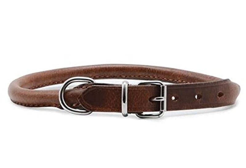 Heritage Leather Round Sewn Collar Chestnut 60cm/24" Sz 7 1 Tan - PawsPlanet Australia