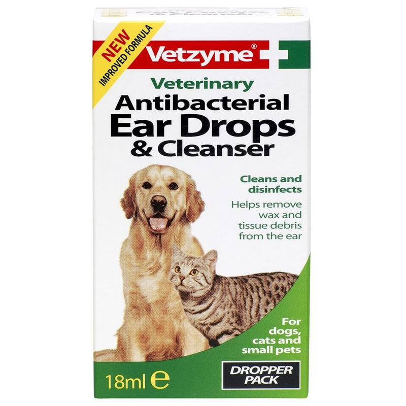 Vetzyme Antibacterial Pet Eardrops & Cleanser 1 White - PawsPlanet Australia