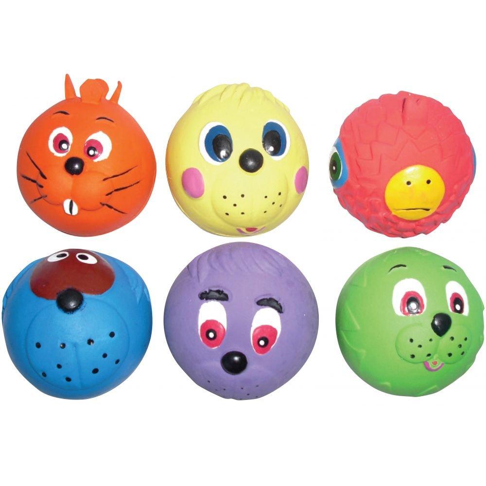 Good Boy Latex Face Ball Dog Toy (1 ball), red, orange or yellow 1 - PawsPlanet Australia