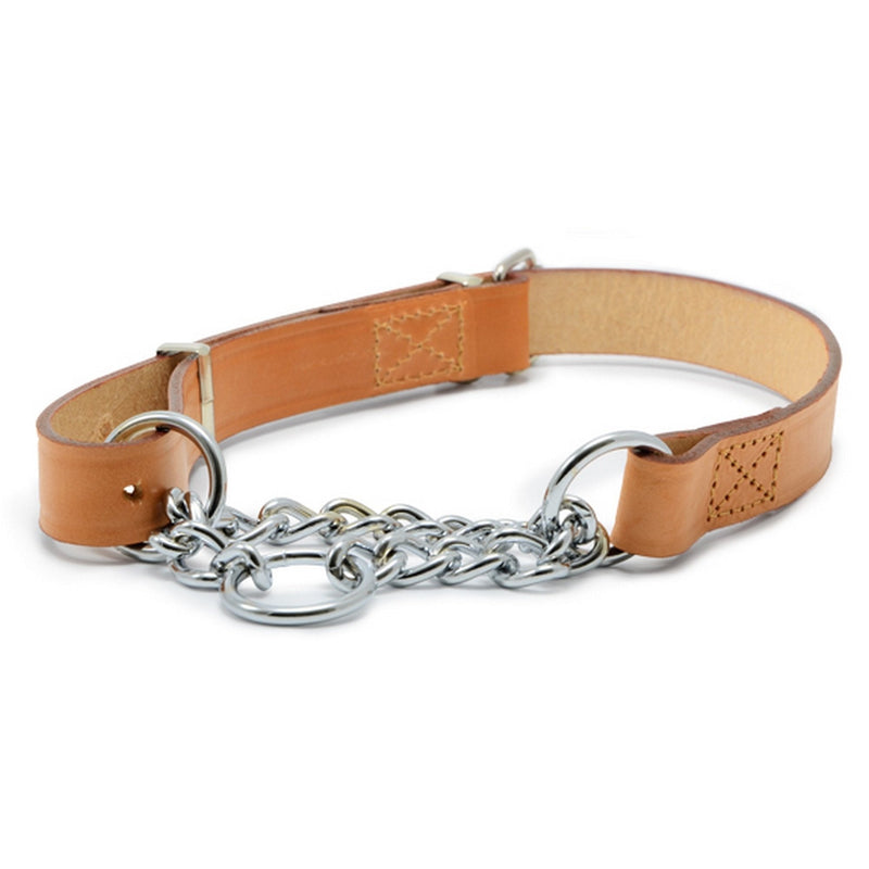 Ancol Leather Chain Check Collar Tan 50-59cm Size 7 1 Count (Pack of 1) - PawsPlanet Australia