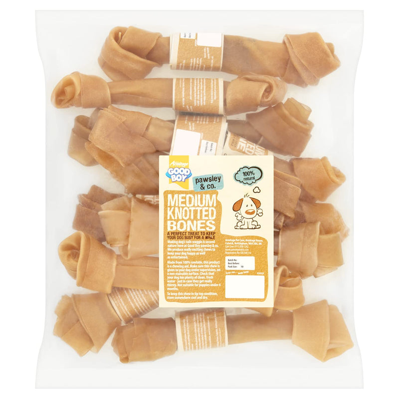 Good Boy - Medium Rawhide Knotted Bones - Dog Chews - Made From 100 Percent Natural Hide - Pack of 10 - Dog Treats Natural Bison 10 Count (Pack of 1) - PawsPlanet Australia