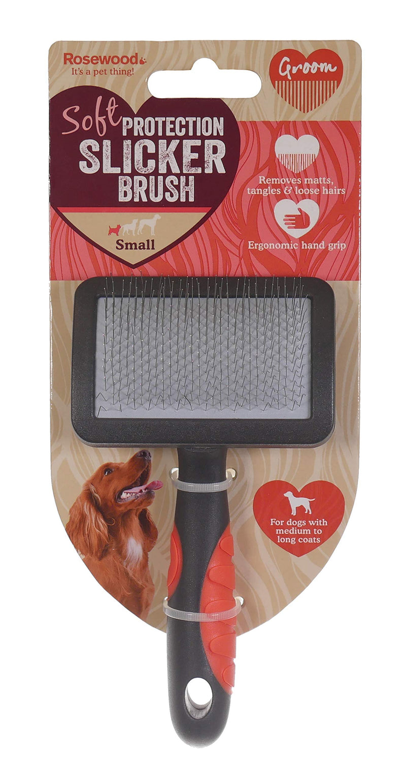 Rosewood Soft Protection Salon Grooming Slicker Brush, Small - grey/orange - PawsPlanet Australia