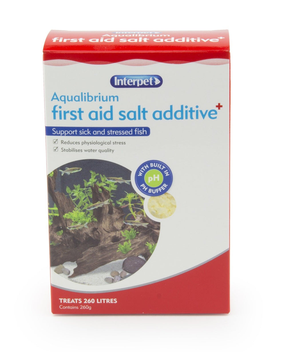 Interpet Aqualibrium First Aid Salt Additive Tonic Treatment, Support Sick and Stressed Aquarium Fish, pH Buffer, 260 g - PawsPlanet Australia
