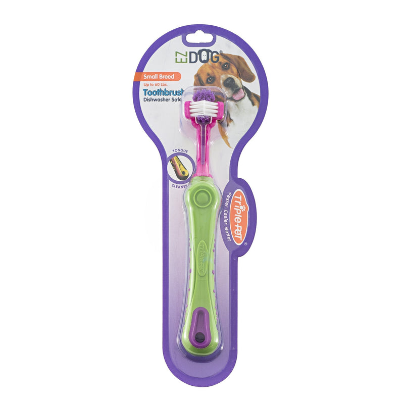 EZDOG by Triple Pet 3-Sided Toothbrush For Small Dogs| Helps Prevent Plaque & Tartar Buildup | Small Breeds Toothbrush (FF4533) Small Breed - PawsPlanet Australia