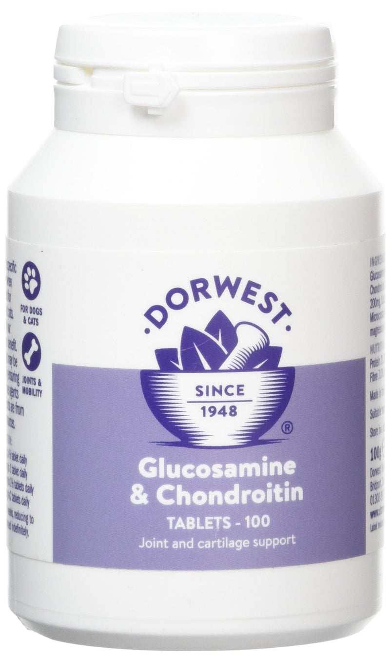 Dorwest Herbs Glucosamine and Chondroitin Tablets for Dogs 100 Tablets 100 Count (Pack of 1) - PawsPlanet Australia