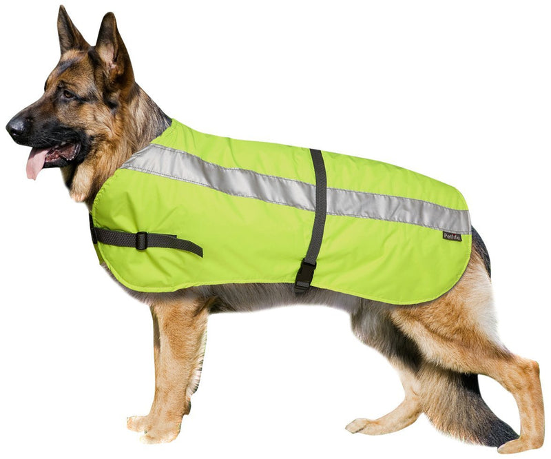 Petlife Flectalon Hi-Vis Dog Jacket Complete with Thermal Lining, 28-inch, Fluorescent Yellow - PawsPlanet Australia